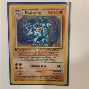Rare 1st edition machamp holo card 1999.